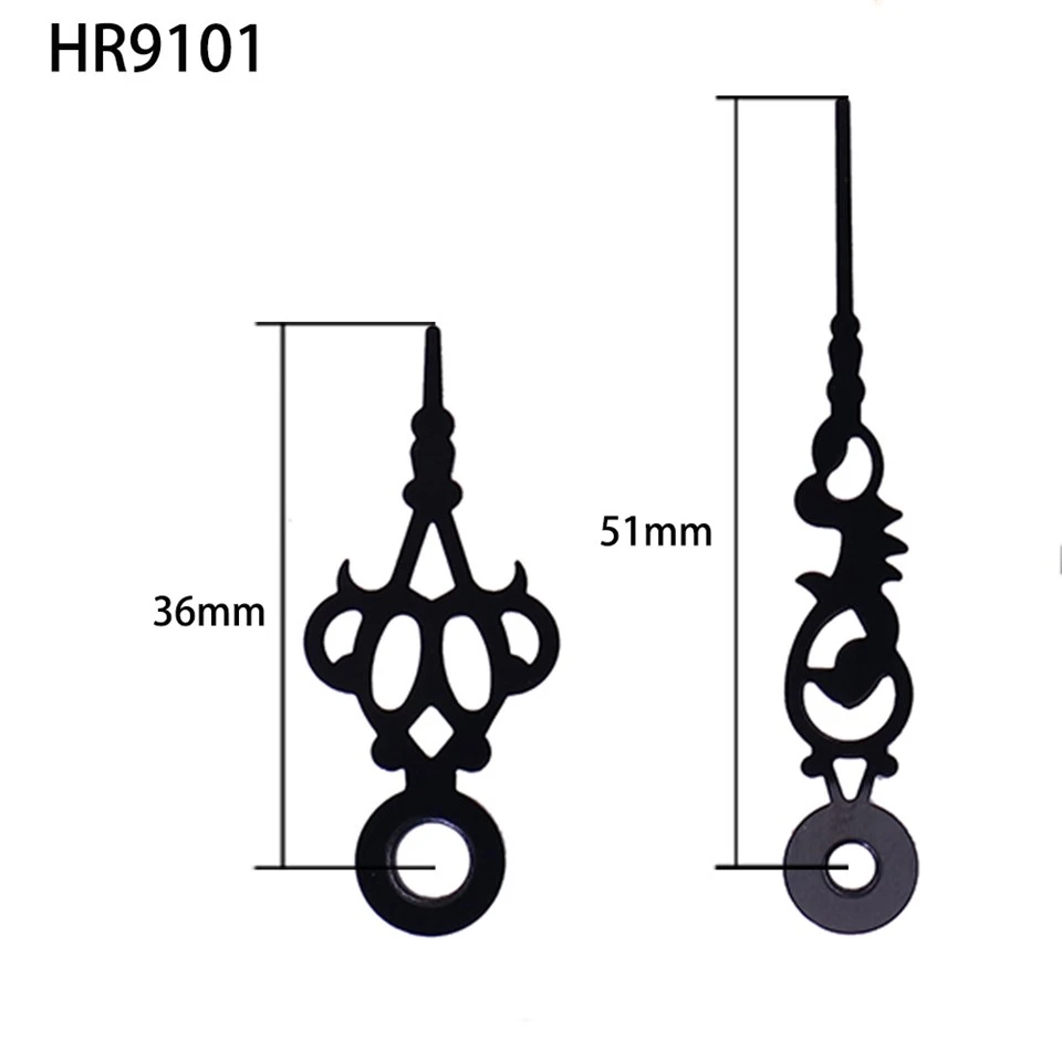 Aiguille d'horloge HR9101 noire pour heures et minutes